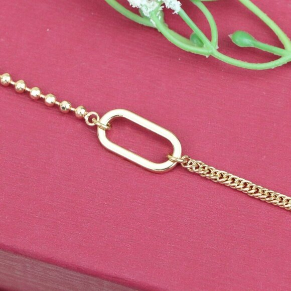 ✔ACCEPT OFFER Jewelry - "Rose Gold Chain Bracelet with Oval Link Center, Elegant Finish, XPBL0996